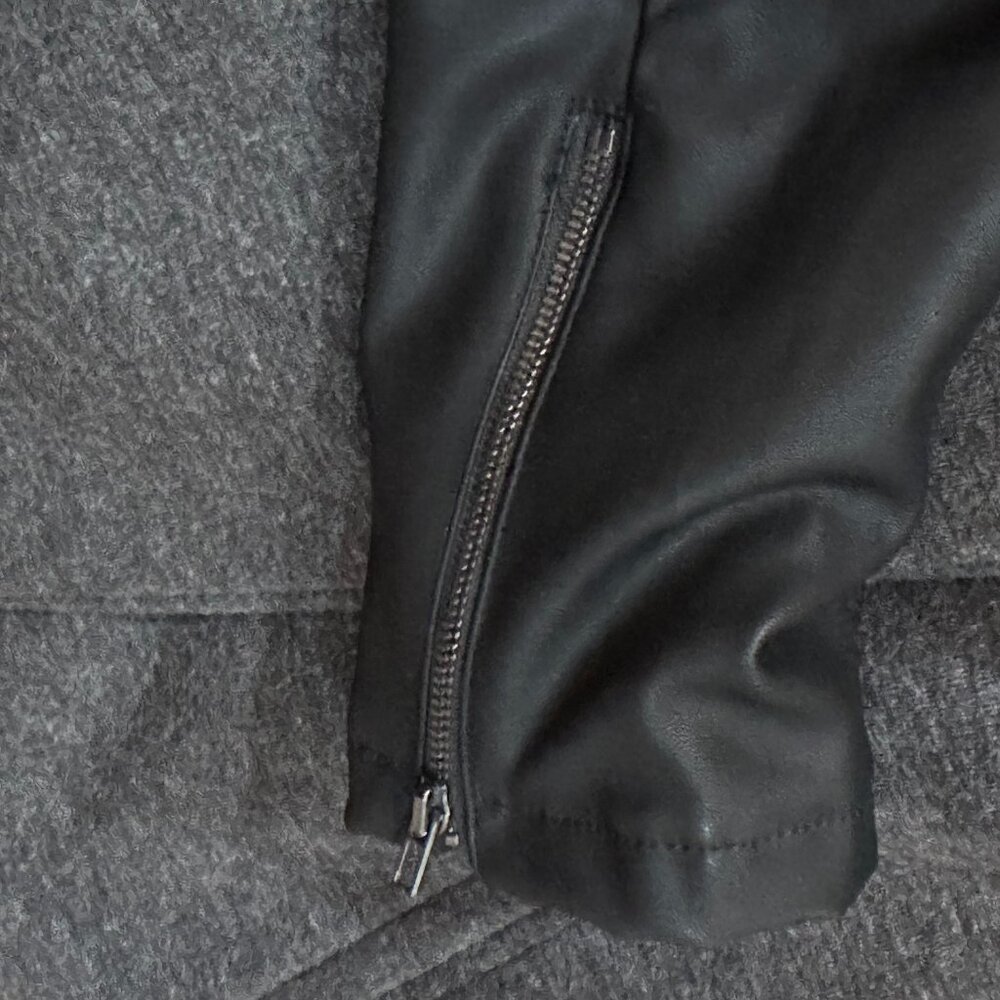 Fabletics Milano Coat Faux Leather Sleeve Size Large‎ Black Winter Lightweight - Picture 6 of 10